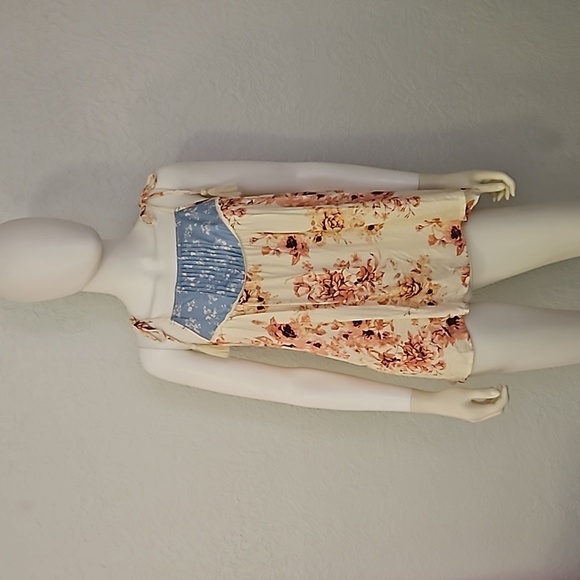 BLUE RAIN Floral Lace Tie Spaghetti Tassel Strap Fairycore Festival Slip Top - Picture 3 of 10